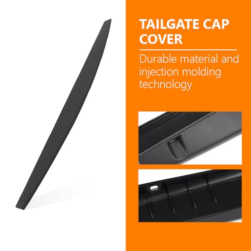 Image of G-PLUS Tailgate Spoiler Cap Molding Compatible with Ram 2500 3500 2019-2022 | 68364364AA Black Textured Tailgate Trim Cover 62.36 inch