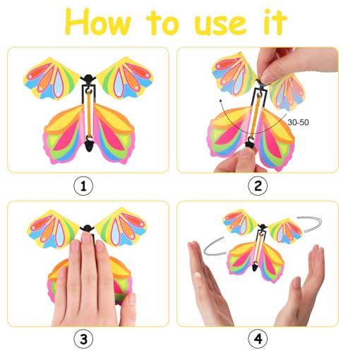 Image of LOMIMOS 40PCS Magic Flying Butterflies, Wind Up Butterfly Gift Fairy Flying Toy for Kids Surprise Explosion Box Wedding Birthday Party Book Greeting Card(20 Styles)