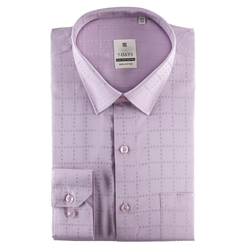 Image of 7-DAYS Men's Premium Formal Shirts - Regular Fit, Full Sleeve, 100% Pure Cotton, Self-Design, with Pocket - Stylish Office Shirts for Men