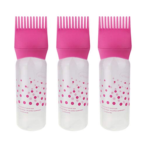 Lurrose 3pcs Applicator Bottle Hair Dye Bottle Root Comb Applicator Bottles Hair Dyeing Bottles Salon Hair Coloring Dyeing 120ML