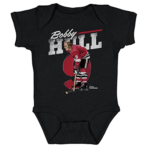 500 LEVEL Bobby Hull Baby Infant One Piece Bodysuit (12M, Black) - Bobby Hull Chicago Retro WHT