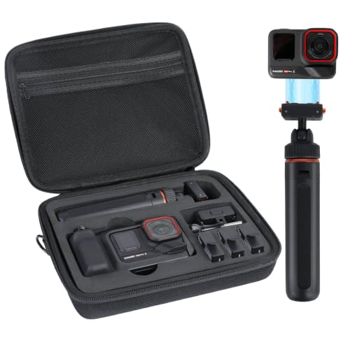 PellKing Selfie Stick & Carrying Case 2 in 1 Kit for Insta360 Ace Pro 2 16.14in Selfie Stick Tripod with Magnetic Quick Release Mount Portable Hard Case Vlog & Travel for Insta360 Ace Pro 2