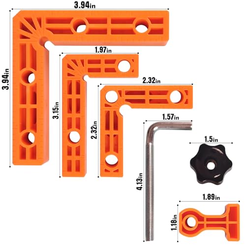 Image of 90 Degree Clamp,Positioning Squares, 3 inch 4 inch 2.3 inch Right Angle Clamp with 12 Clamping Squares,Corner Clamps Woodworking Tool for Pictures Frames, Cabinets, Boxes