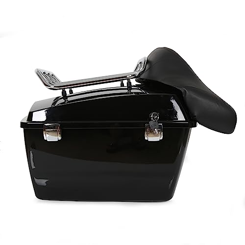 Image of ECOTRIC Luggage Trunk Compatible with 1997-2013 Harley Road King Electra Glide Road Glide Street Glide King Motorcycle Trunk W /Top Rack