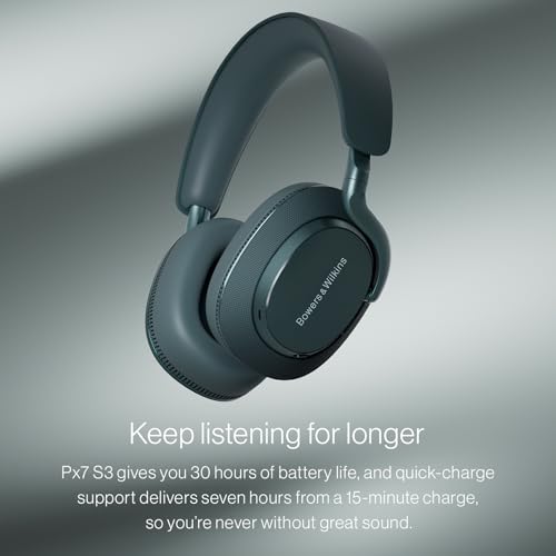 Image of Bowers & Wilkins Px7 S3 Over-Ear Headphones, High-Resolution Sound, Comfortable Fit, Bluetooth, Active Noise Cancelling & Transparency Mode, 30-Hour Playtime, Quick Charge Support, Frost Blue