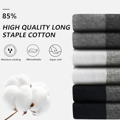 6 Pack Men's Athletic Performance Cotton Crew Socks-Anti-blister Wicking Breathable Casual Running Quarter Socks2