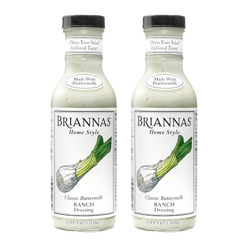 BRIANNAS - Home Style Classic Buttermilk Ranch Dressing – Fine Salad Dressing made with Premium Ingredients - Gluten Free, Kosher, & Low Sugar Dressing - 12 oz. Bottles - 2 Pack