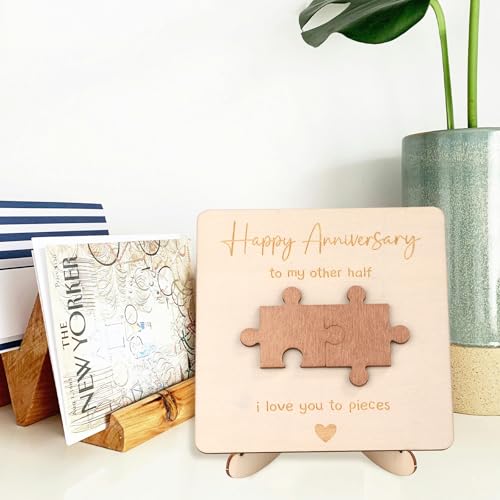 Happy Anniversary Houten Kaart, Verjaardag Decoraties voor Haar Hem Gegraveerd Houten Plaque Romantische Gepersonaliseerde Gift voor Man, Vrouw - Afbeelding 6