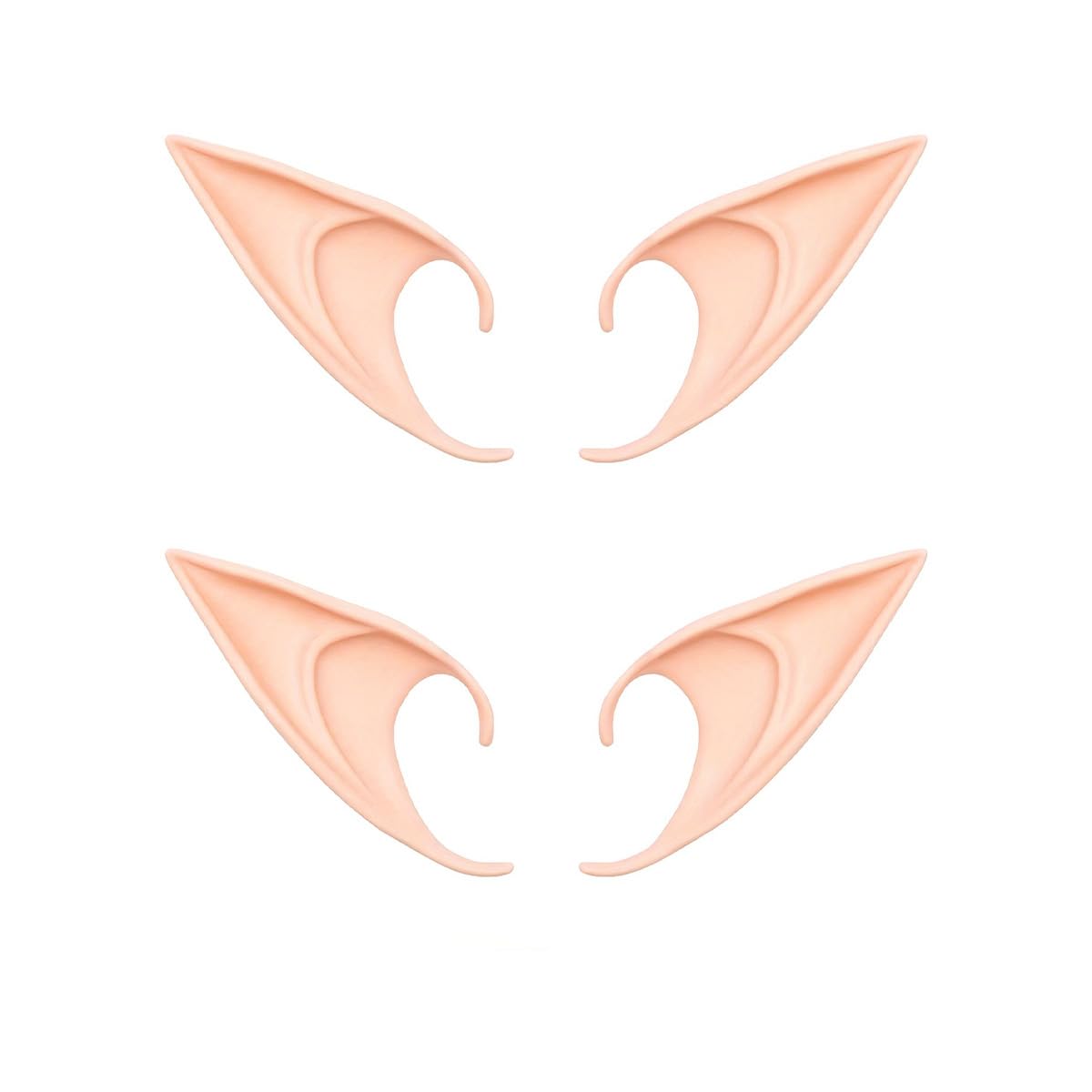 Alide 2 Pairs Elf Ears Latex Soft Cosplay Fairy Goblin Ear Tips for Adults Halloween Christmas Carnival Party Costume Decorations Accessories