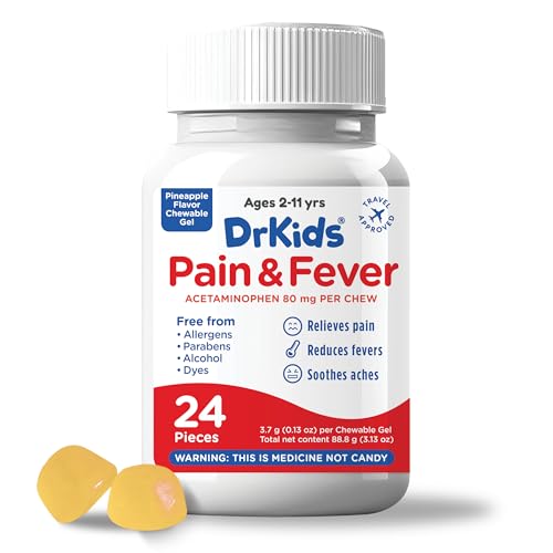 Dr. Kids Childrens Pain & Fever Gummy Bite Pineapple Flavor 24 Count