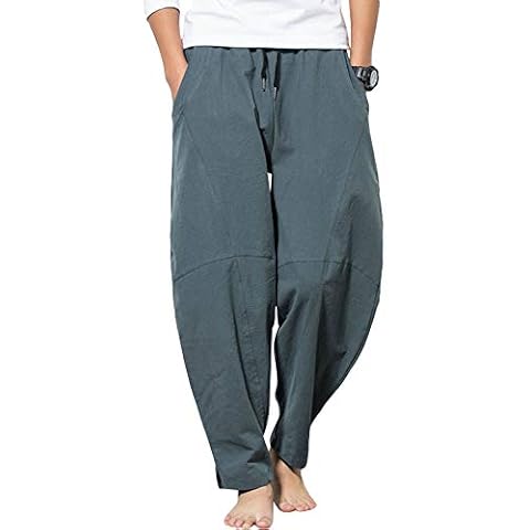Herren Damen Haremshose Aladinhose - Chinesisch Retro Stil Weite Beine Yogahose Pilates Kampfsport Kung Fu Tai Chi Thailändisch Freizeit Knickerbocker Ausgeleiert Training Hose Cover