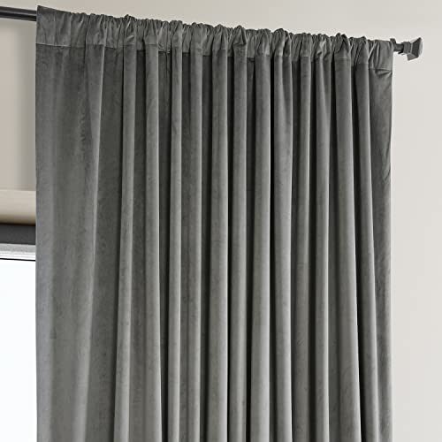Image of HPD Half Price Drapes Signature Plush Extra Wide Velvet Blackout Curtains for Bedroom (1 Panel),100W X 120L Hotel Black Out Curtains for Living Room, Thermal Insulated Curtains, Nightlife Grey