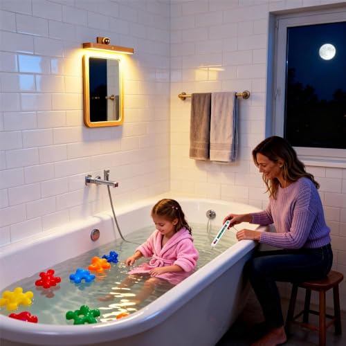 Image of Wood Mirror Light Bar with Wall Mount for Bathroom (2-Pack) | Rechargeable USB C,3-level dimming vanity light,touch control for halls,cabinets,living room,bedroom,pictures,home decor