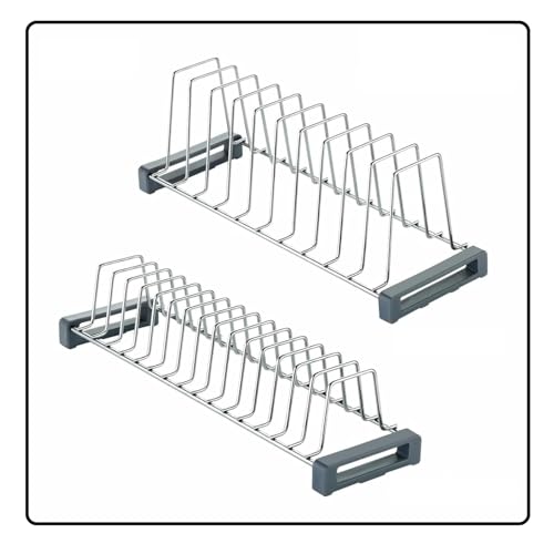 SmartSlide Stainless Steel Dish Stand (Pack of 2) | Plate, Saucer & Thali Rack | Modular Cabinet Organizer for Tandem Box & Countertop Storage