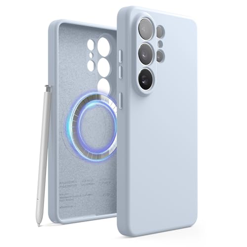 Image of elago Magnetic Silicone Case Compatible with Samsung Galaxy S26 Ultra Case, Compatible with MagSafe Accessories, Protective Cover, Shockproof, Slim, Anti-Scratch Soft Microfiber Lining (Light Blue)