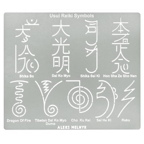 Aleks Melnyk No.406 Metal Stencil, Usui Reiki Symbols, Chinese and Japanese Characters, Small Stencil, 1 PCS, Template for Wood Burning, Engraving, Crafting, Scrapbook