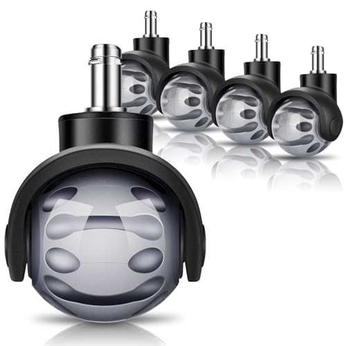 Bürostuhl Rollen 5er Set 11x22mm, Schreibtischstuhl Rollen für Gaming-Stühle (Nicht für 1KEA), Bürostuhl-Räder Ersatzrollen für Alle Arten Von Harten Böden und Teppichen, Keine Kratzer(Silbrig)