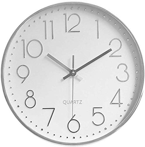 10-Inch Non-Ticking Wall Clock, Silent Battery Operated Wall Clock with ABS Frame HD Glass Cover for Kids Living Room Bedroom Kitchen School Office Decor