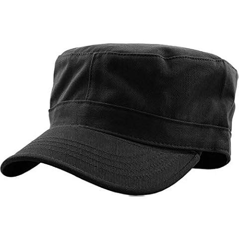 KBETHOS KBK-1464 BLK S (2) Army Cap Basic Everyday Military Style Unisex-Adult, Mens Hat, Black Daily Cadet Cover