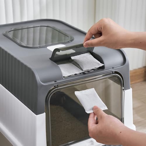 Arenero grande para gatos con puerta sellada y pala miniatura 3