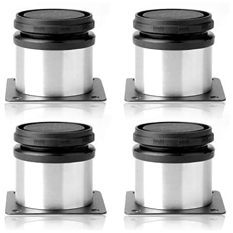 JIAKAI Pack of 4 Furniture Cabinet Adjustable Stainless Steel Round Kitchen Feet，Furniture Leg for DIY Furniture, Sofa Table Cabinets Shelves 50 x 50mm Cover