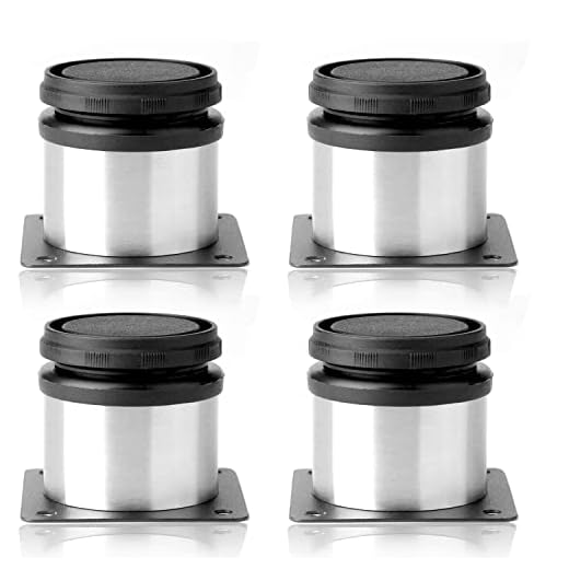 JIAKAI Pack of 4 Furniture Cabinet Adjustable Stainless Steel Round Kitchen Feet,Furniture Leg for DIY Furniture, Sofa Table Cabinets Shelves 50 x 50mm