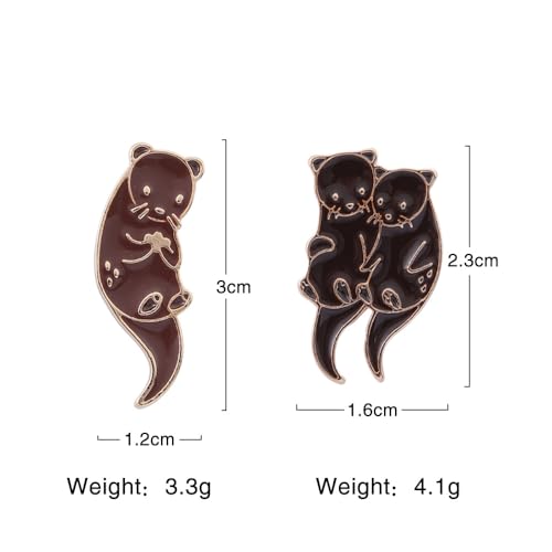 Image of Otter Enamel Pin Cute Cartoon Animal Brooch Pins Sea Otter Gift Jewelry Backpack Lapel Brooches for Men Women Otter Lover Gift