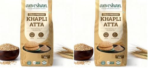 Image of Anveshan Cold-Pressed Khapli Wheat Flour (5kg) |100% Emmer Wheat | Low GI, High Fiber, Stone-Ground Flour | High Dietary Fiber for Easy Digestion (Pack of 2)