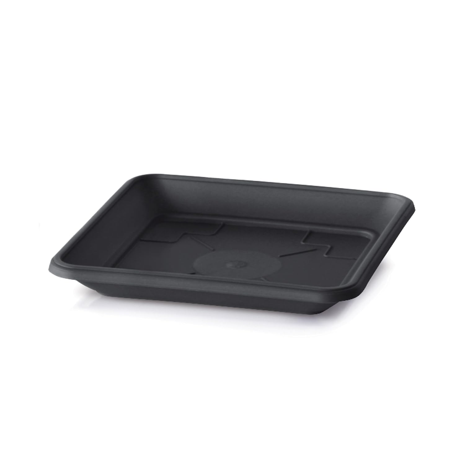 IMJ-Global Set di 10 Vasi e Sottovasi Quadrati Terra in Plastica 24x24x20 cm da Interno Esterno Colore Nero Design Classici
