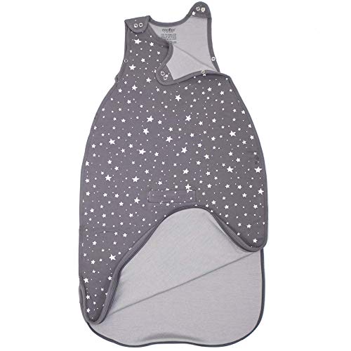 Image of Woolino Toddler Sleeping Sack, 4 Season, Merino Wool and Organic Cotton, Baby Sleep Bag, 2-4 Years, Star Gray