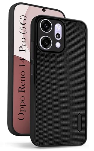 Image of Jkobi Back Cover Case for Oppo Reno14 Pro 5G | Oppo Reno 14 Pro 5G (Textured Grip Design | Micro-Fiber Cloth Inside | Slim and Light Weight | Soft Touch and Feel | Black)