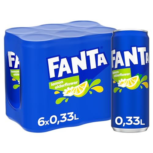 Fanta Citron et fleur de sureau – Mélange de citron et de fleur de sureau d'été – avec saveur intense de fruits – Boisson gazeuse pétillante dans des...