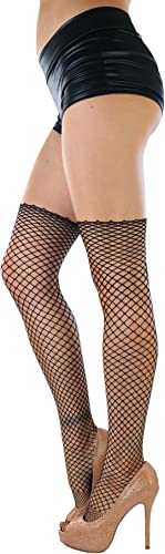 Image of ToBeInStyle Women's Seductive Punk Rock Basic Unfinished Rawedge Fishnet Thigh Highs