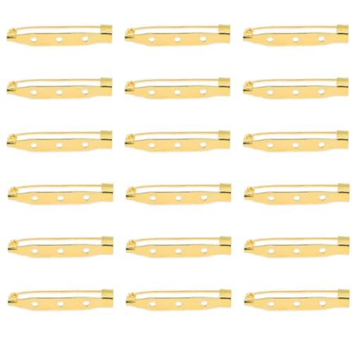 Image of Satra Traders Hole Metal Brooch, Lock Pins, Backs Safety Clasp Brooch, Jewelry Pins for DIY Craft Making | 100pcs (38mm 3 Hole-Golden)