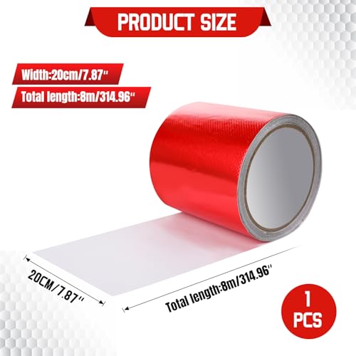 Image of PVC Tarpaulin Tape, 8m x 20cm PVC Awning Repair Tape for PVC Coated Parasol, Truck Tarpaulin, Nylon, Tent, Awning Fabric Red