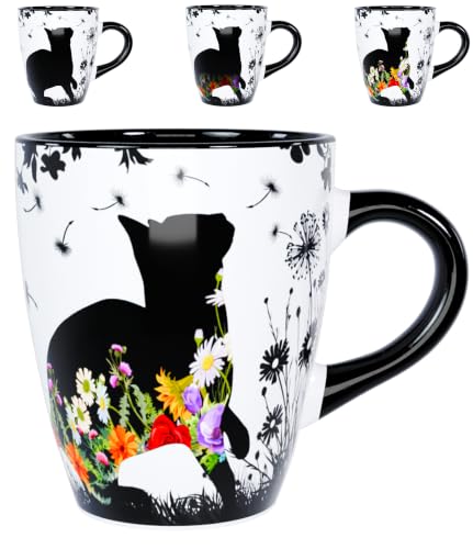 Color Changing Cat Mug for Cat Lovers 12oz | Ceramic Heat Sensitive Coffee Cup for Hot Drinks or Tea | Cute Magic Mug Gift for Women, Mom, Grandma | Perfect Christmas or Holiday Gift for Cat Lovers