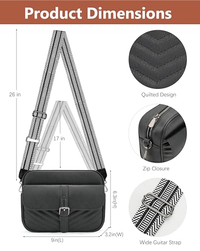 Image of Crossbody Bags for Women,Multi-Pocket Leather Crossbody Purse | RFID Blocking Pockets,Fits iPad,Adjustable Wide Strap,Quilted Exterior,8 Card Slots,Gift Ready