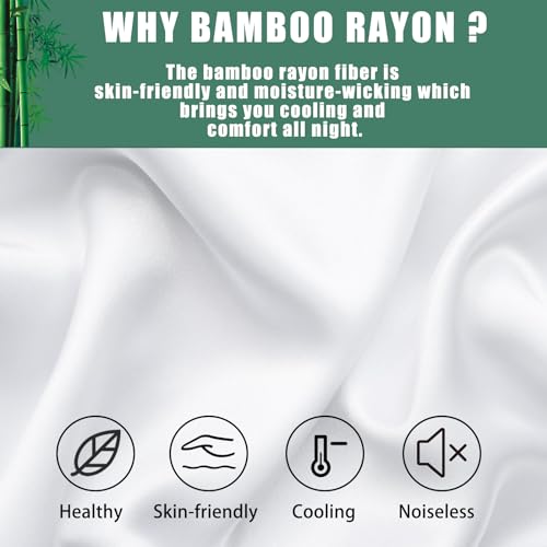 Image of Bamboo Pillow Cases Body Size, White Cooling Pillowcases with Zipper Closure, Cool & Breathable Pillow Case for Hot Sleepers and Night Sweats, 20 inch x 54 inch