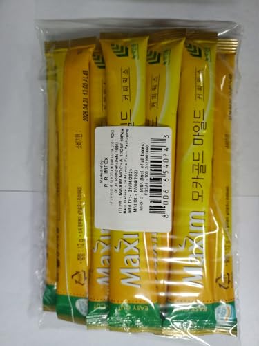 Maxim Mocha Gold Instant Coffee Sachets - Korean Mild Instant Coffee, 120G (10 x 12G Sticks), Imported