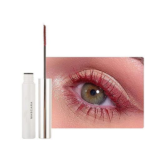 2PCS Wasserfeste Wimperntusche Eyelash Primer, farbenfrohe Fiber Extra Long Voluminous Lash Mascara, Volumen, Schwung, Verlängerung & Smudge Free Mascara (11# Dark Red)