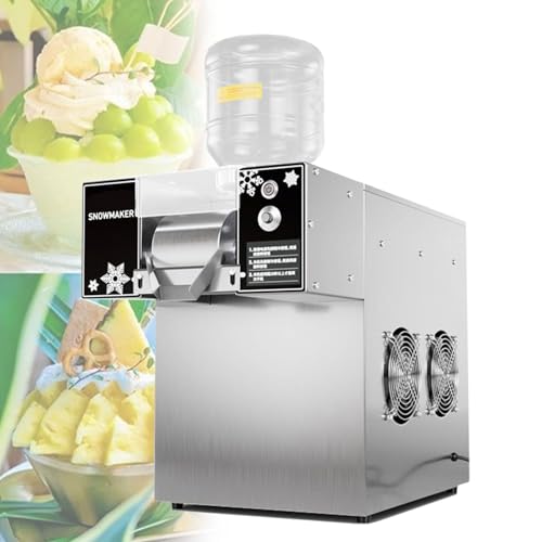 ZHJOPP Máquina de Hielo Comercial con Copos de Nieve, 120 kg / 24 Horas Afeitadora de Hielo con Copos de Nieve de Acero Inoxidable, Velocidad Ajustable (120KG/24H)