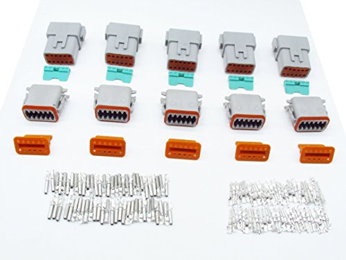 cnkf 5 Sets Deutsch DT 12-Pin grau Automobil-Wasserdicht Wire Connector Stecker und Buchse DT06?12S/DT04?12P