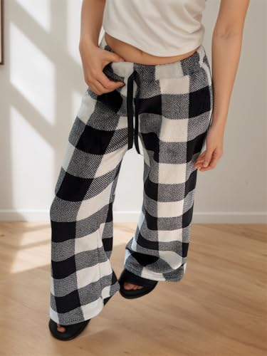 Image of VCM Leopard Print Pants Y2k High Waisted Baggy Trousers Drawstring Fluffy Cheetah Fuzzy Pajama Sleepwear