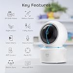 Geeni Scope Ultra 2K 360 Smart Auto-Follow Indoor Camera – 1440p Video Resolution, Wi-Fi Connectivity, Alexa & Smartphone Control, Wall Mountable, Pet & Elderly Monitoring Camera, White