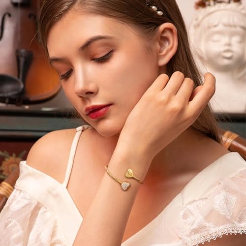 Image of SELOVO Letter Bracelet Women Initial Bracelets 2 Heart Bracelets for Women