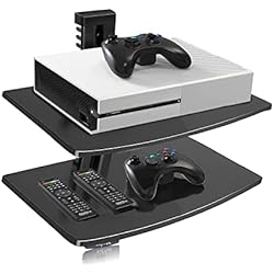 suptek Soporte de Pared para 2 estantes flotantes(Vidrio Templado) de DVD/Cajas de Cable/Consolas de Juegos/Accesorios de TV, Negro CS202