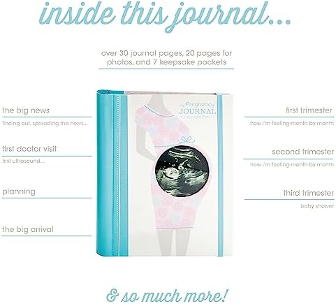 Pearhead My Pregnancy Journal, Pregnancy Memory Book with 7 Baby Keepsake Pockets, Photo Pages, Capture Every Milestone of Your Pregnancy, Gift for New Mom