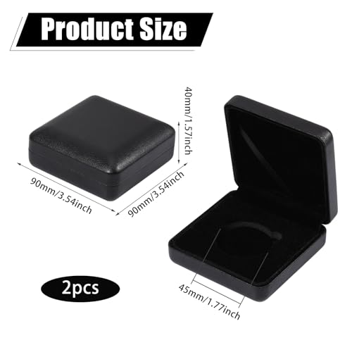 2 piezas caja exhibidora para monedas de 45 mm con forro de terciopelo miniatura 2