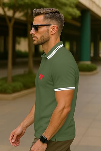 Image of Dagcros Classic Men's Polo T-Shirt with White Trim, Short Sleeve for Mens