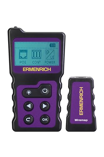 Ermenrich NetGeeks NP25 Probador de Cables PoE LAN RJ45 RJ11 Display LCD Medición de Tensión DC Detección PSE Midspan Endspan CAT5 CAT6 Cables Telefónicos